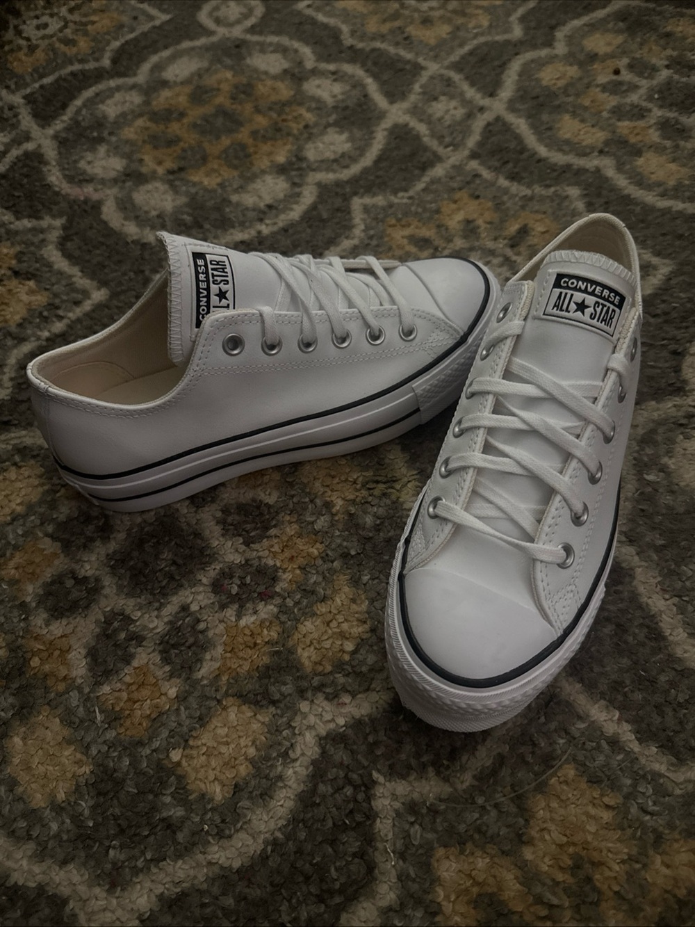 Converse All Star Low Top Leather Platform Sneakers - White